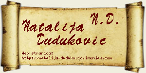 Natalija Duduković vizit kartica